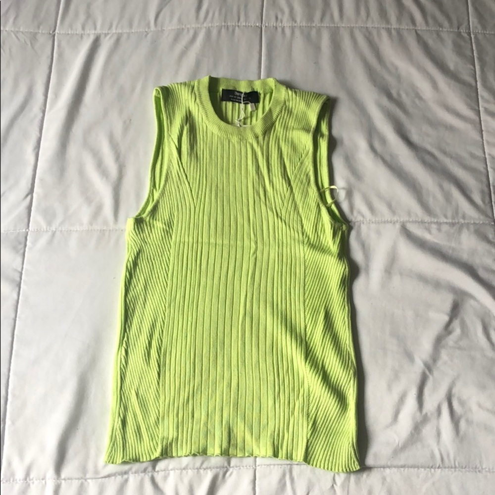 Neon green / yellow stretchy high neck top